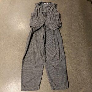 'No Saint' Seersucker Cotton Vest (wm M/S) and Pant (wm Med) Ensemble